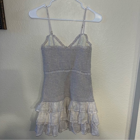 Lovers + Friends Sallie Metalic Smocked Mini Dress Size XS New With Tags - Picture 4 of 8